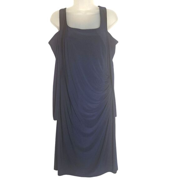 Lauren Ralph Lauren Womens Evening Dress Elegant Slinky Cold Shoulder Size 12 - Picture 3 of 16